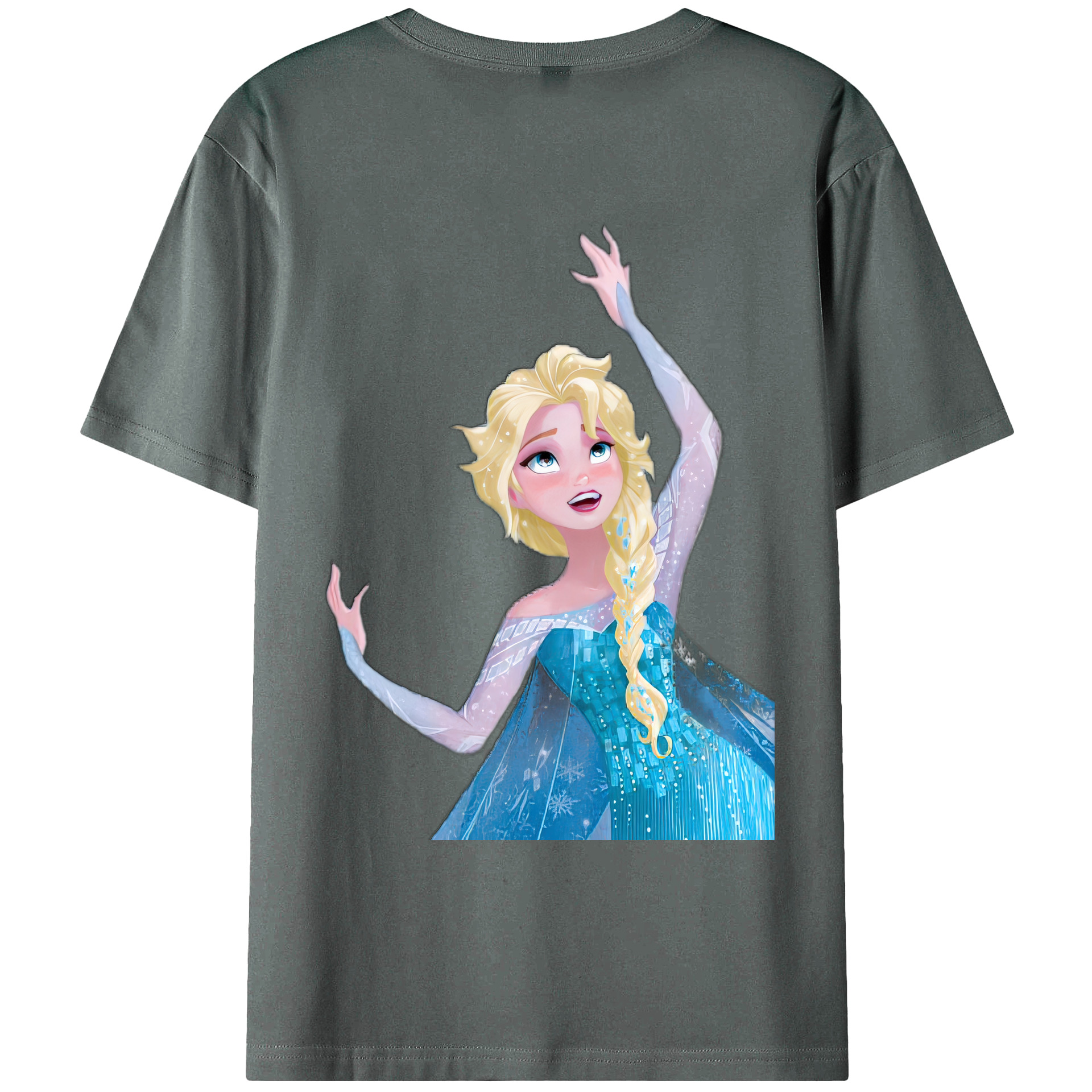 （画像用） アナと雪の女王 アンナ エルサ Frozen Anna Elsa 綿100％ メンズ半袖Tシャツ（バックプリント） 通気性